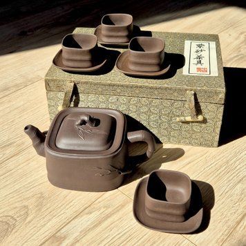 F1 White Label Full Set Bamboo Teapot